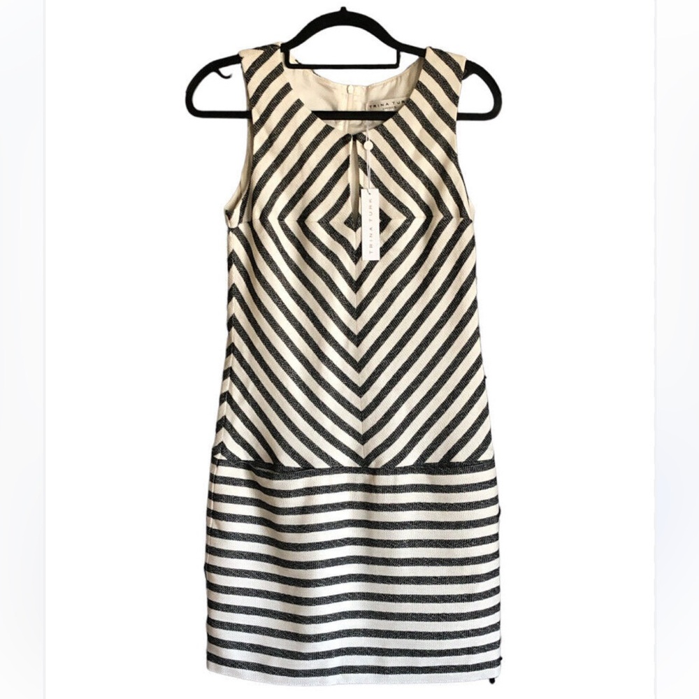 Trina Turk Striped Sleeveless Drop Waist Dress